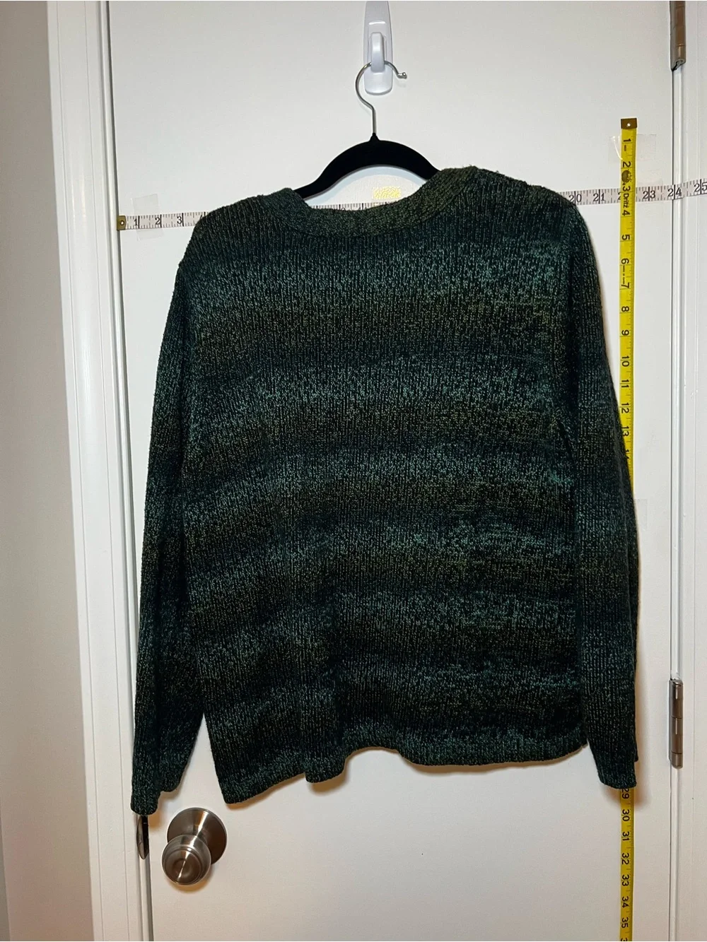 CJ Banks Plus Size Dark Green Ombré Gradient Striped V-Neck One Button Cardigan